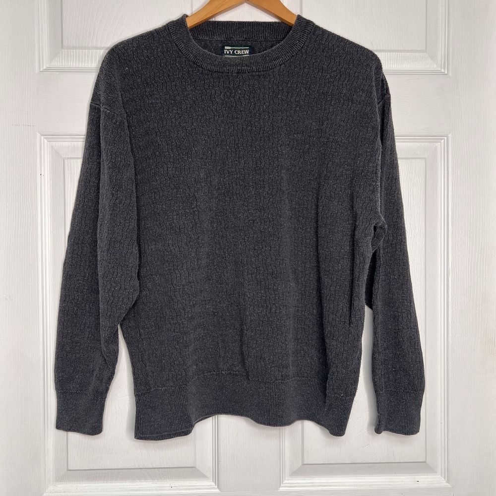 VTG Ivy Crew Mens XL Gray Sweater Classic Grandpacore Gorpcore Cabincore 90s